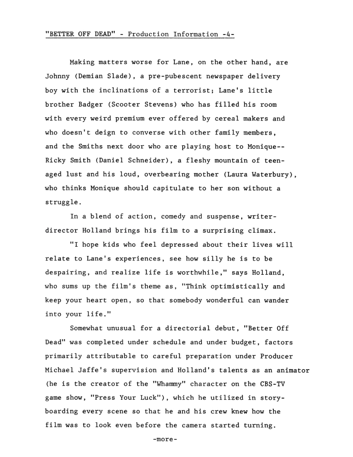 Better Off Dead press kit notes collectible (photo 15)