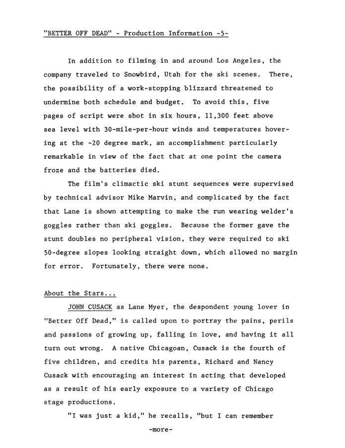 Better Off Dead press kit notes collectible (photo 16)