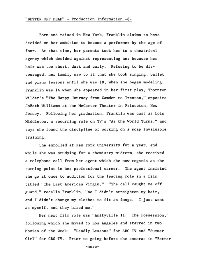 Better Off Dead press kit notes collectible (photo 19)
