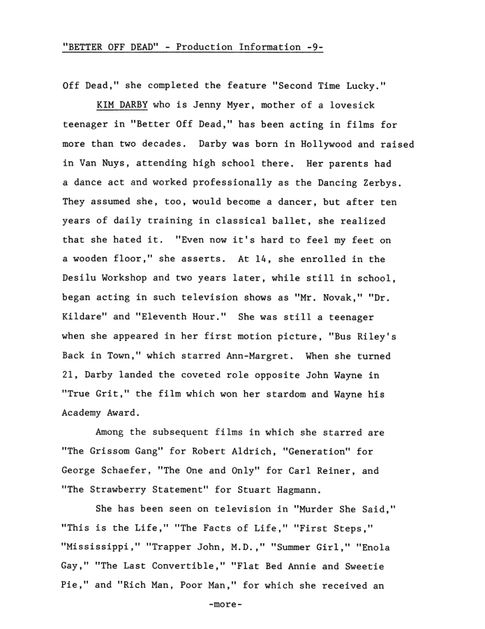 Better Off Dead press kit notes collectible (photo 20)