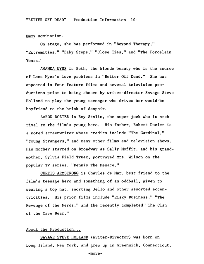Better Off Dead press kit notes collectible (photo 21)