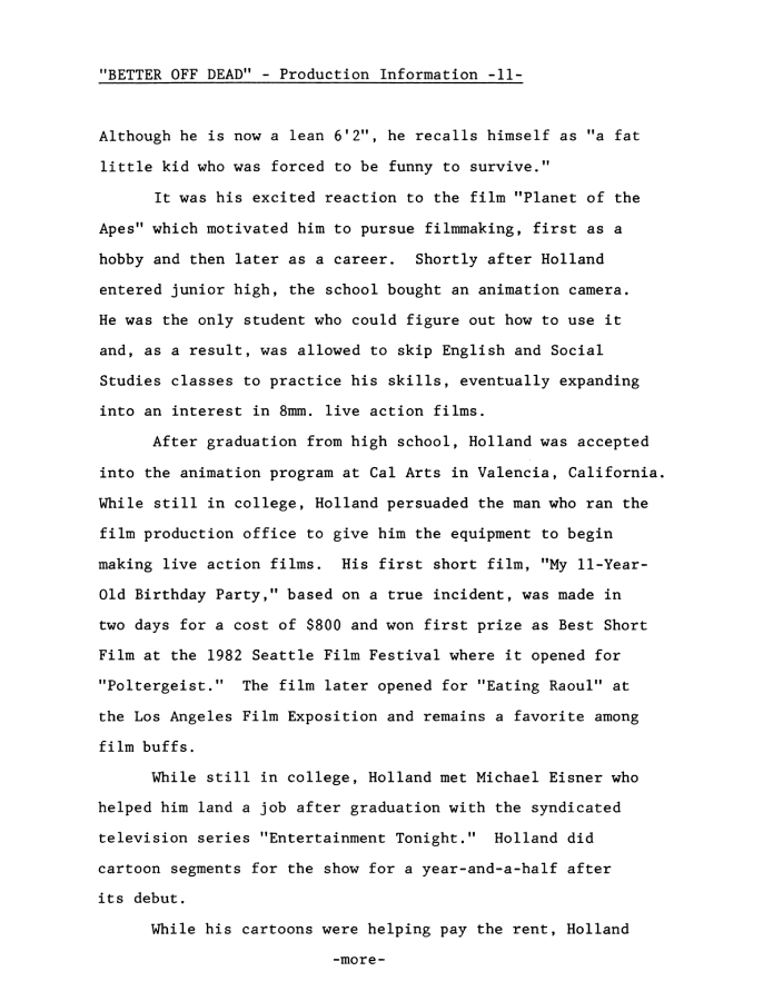 Better Off Dead press kit notes collectible (photo 22)