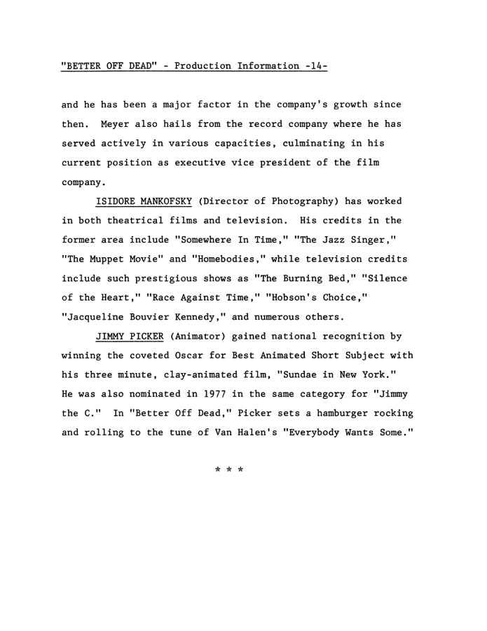 Better Off Dead press kit notes collectible (photo 25)