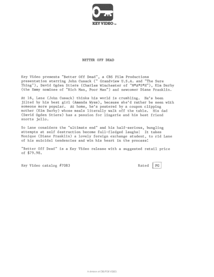 Better Off Dead home video release (photo 3)